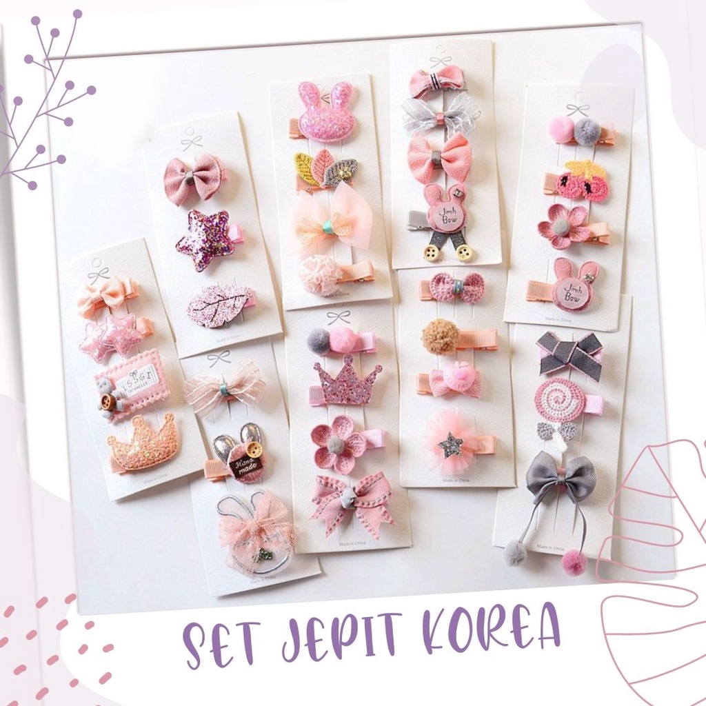 Mikusoo Set Jepit Korea Jepit Rambut Anak Perempuan Hair Clip isi 4 pcs