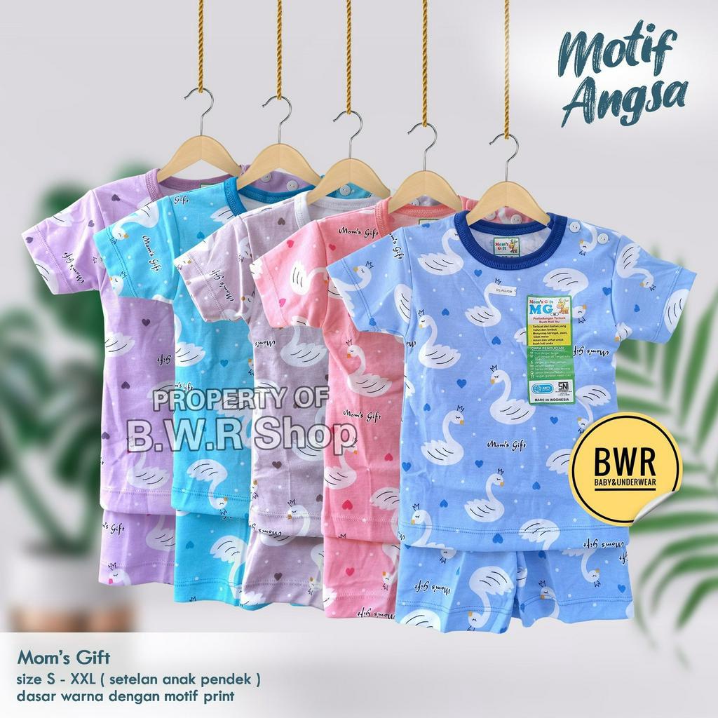 [ HARGA 3pc ] Setelan PENDEK Moms Gift Angsa / Baju Bayi Setelan Mom's Gift Terbaru Piyama Anak Unisex Baju  Pendek Celana Pendek  | Bwr