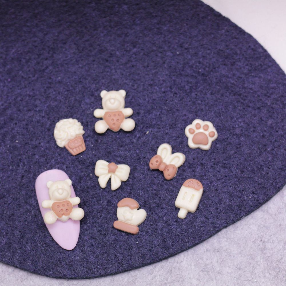 MXBEAUTY 10pcs Cartoon Nail charms Cute Manicure Accessories 3D Nail Art Decoration Ice Cream Resin Candy Flatback Phone Decor Bunny DIY Craft Supplies