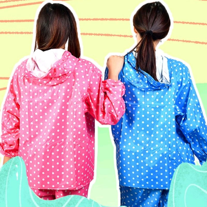 Jas Hujan Parasut Polkadot Carol Bahan tebal