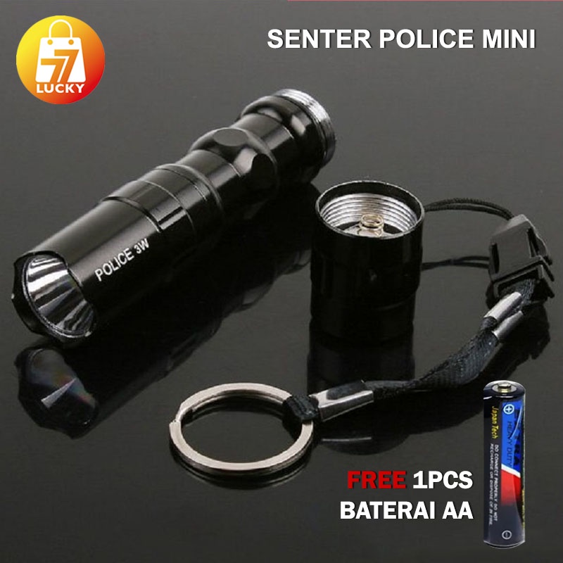 COD - Senter POLICE Mini LED Mini - Senter Lampu Emergency - Senter SWAT/ Senter Paling Terang