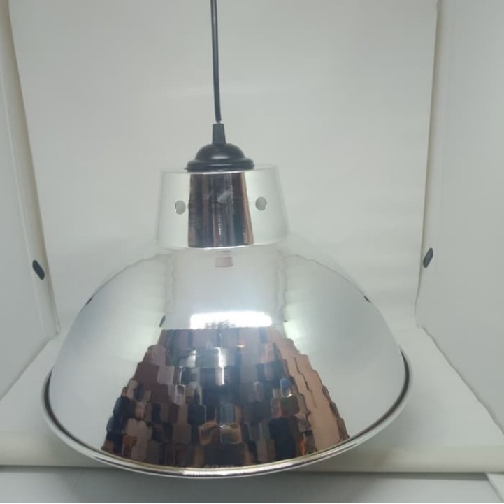 Kap Lampu Gantung Industri Silver Stainless Fitting E27 