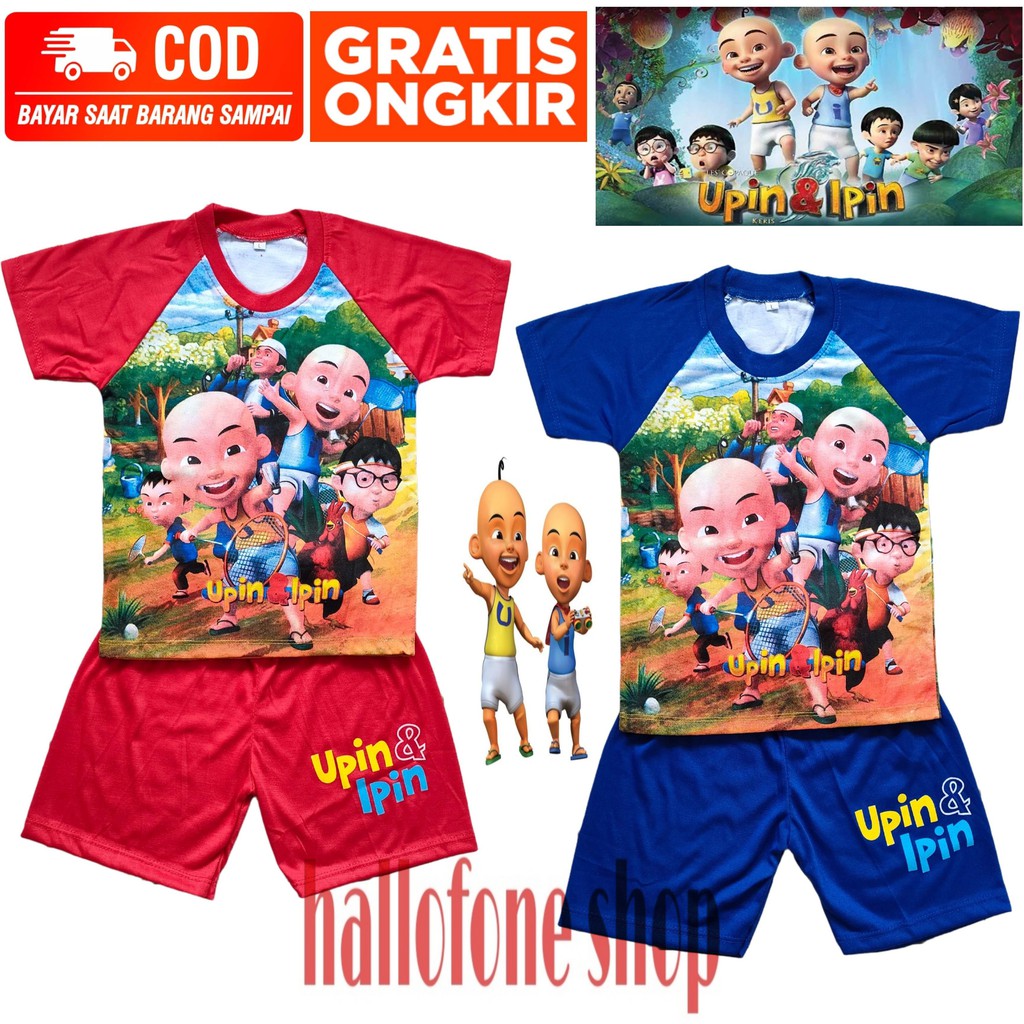 Setelan Kaos Anak Laki Laki Perempuan Gambar Upin Ipin Setelan Baju Kaos Celana Anak Cowok Cewek Mot
