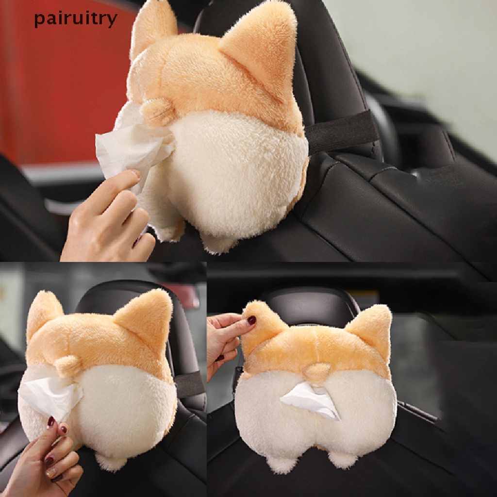 PRT  Creative Corgi Ass Tissue Box Soft Cartoon Napkin Case Cute Animal Car Paper Box PRT