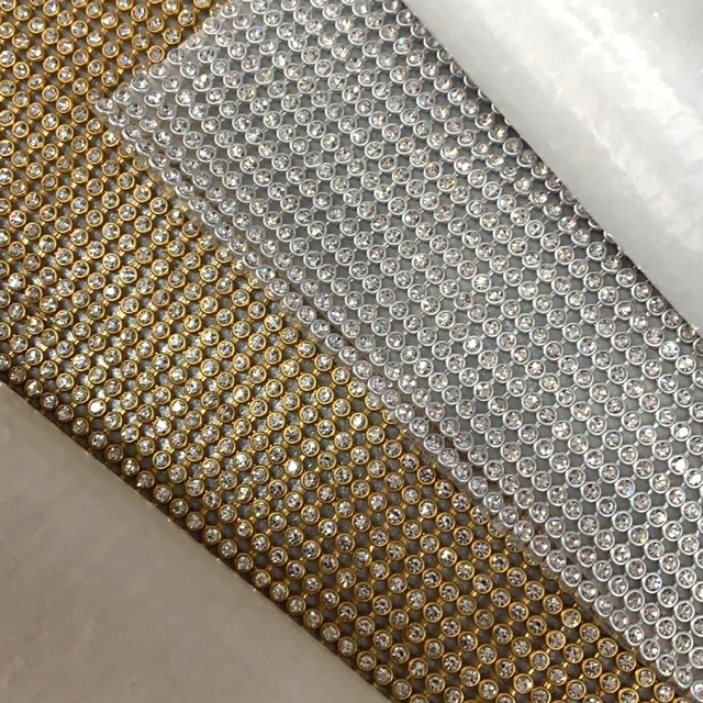 Renda Permata/ Renda Kristal Silver Iron-On (PER BARIS) / Kristal Gold/ Payet Pinggang/ Payet Setrik