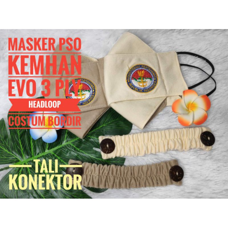 masker pso kemhan logo bordir 3 ply