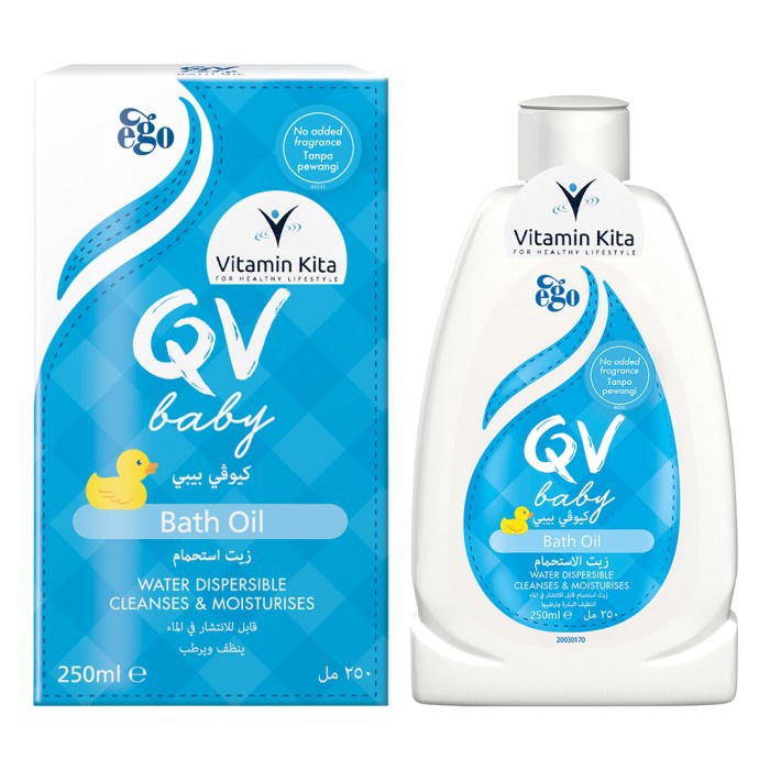 QV BABY BATH OIL 250ML BPOM minyak mandi membersihkan dan melembapkan