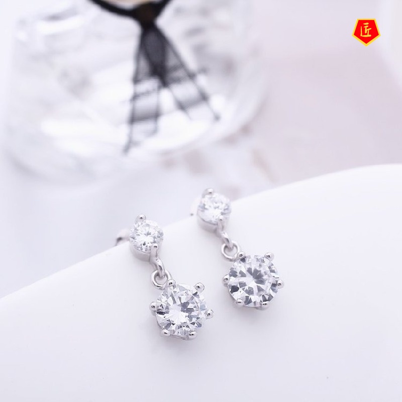 [Ready Stock]Cute Small Diamond Silver Stud Earrings