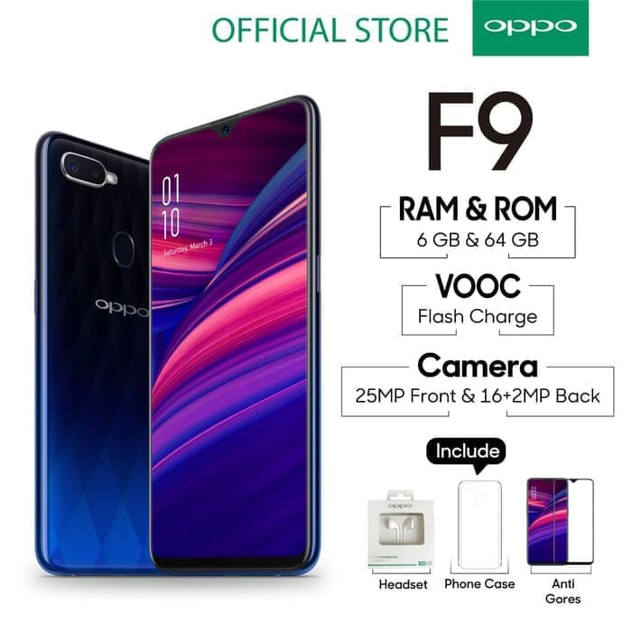OPPO F9 Smartphone 6GB/64GB Twilight Blue ( Garansi Resmi OPPO )