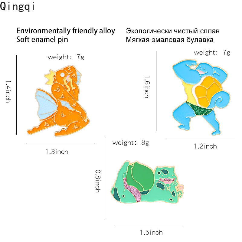 Bros Pin Enamel Desain Kartun Hewan Kebugaran Warna Hijau Biru Oranye Untuk Anak