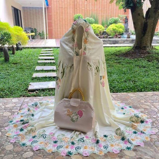 Mukena Renda Dewasa Terbaru 2020/ Mukena Sutra Premium Bordir/ Mukena Dewasa Bordir Azizah Prt7