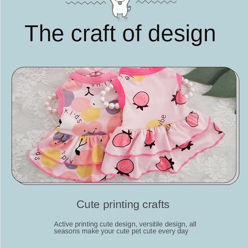 ★〓YUFeiPet〓★ Dog Summer Clothes Princess Dress Miniskirt Lovely Korean Printing Thin Section of Small and Medium Dog Cat Clothing