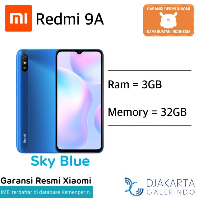 Xiaomi Redmi 9A 2/32GB - 3/32 GB - Garansi Resmi Xiaomi ✅-Sky Blue (3/32GB)