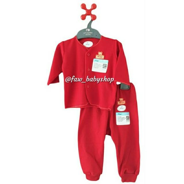 MIYO Red MIYO MERAH SETELAN PANJANG Baju Panjang + Celana Panjang Newborn 0-3 bulan &amp; 3-6 Bulan