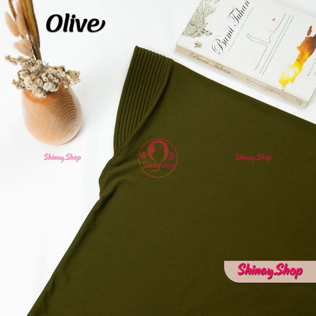 Bergo Hamidah Jumbo XL Spandek Jersey Simpel Pad XL-olive