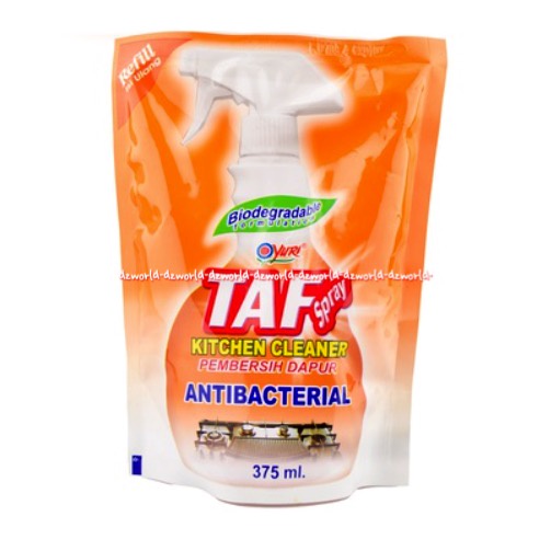 Yuri Taf Spray 375ml Kitchen Cleaner Pembersih Dapur Antibacterial Refill Kemasan Pouch Yurri Taff Anti Bacterial