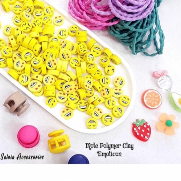Manik-manik/Mote Polymer Clay Emoji Smile/Isi 20 Pcs