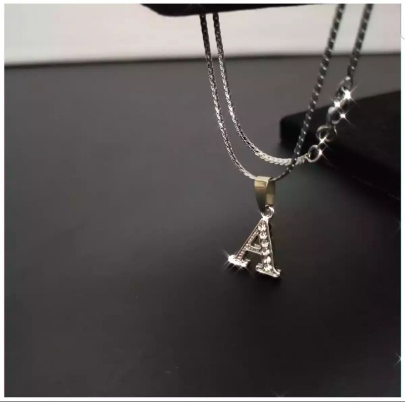 KALUNG SILVER ANTI KARAT - ANTI LUNTUR // Kalung monel liontin Huruf inisial A sampai Z