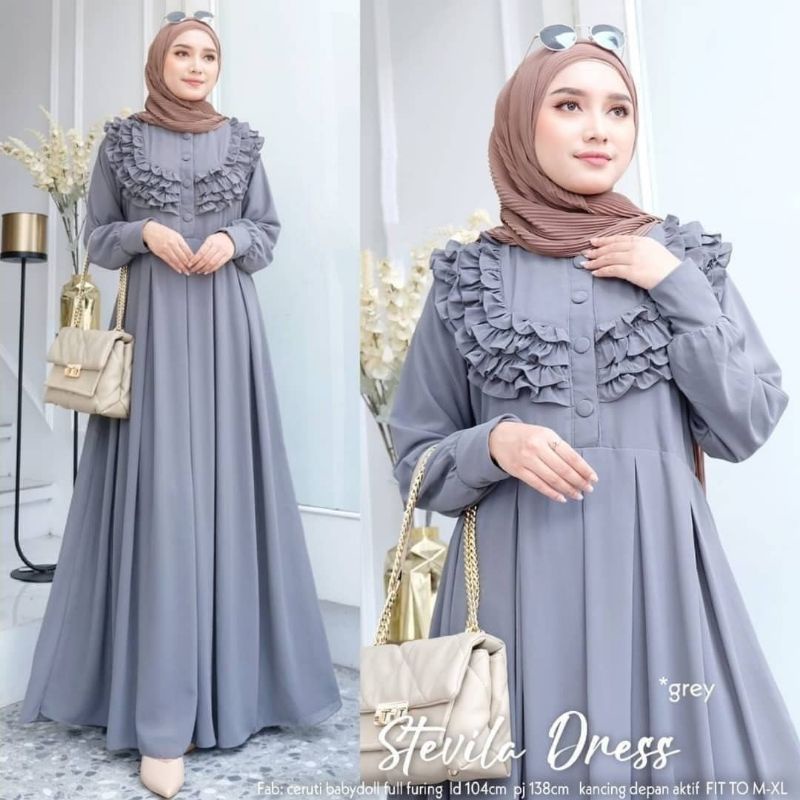 Gamis Malaysia CerutyBabydol Terbaru / STEVILLA DRESS / Gamis Aplikasi Rempel / Gamis Melayu Terlaris / Gamis Melayu Jumbo Tiga Ukuran / BD / Gamis Maxi Terlaris-2