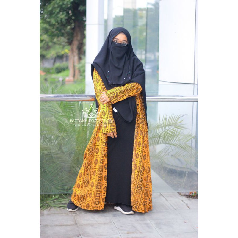 Abaya long outer warna mustard