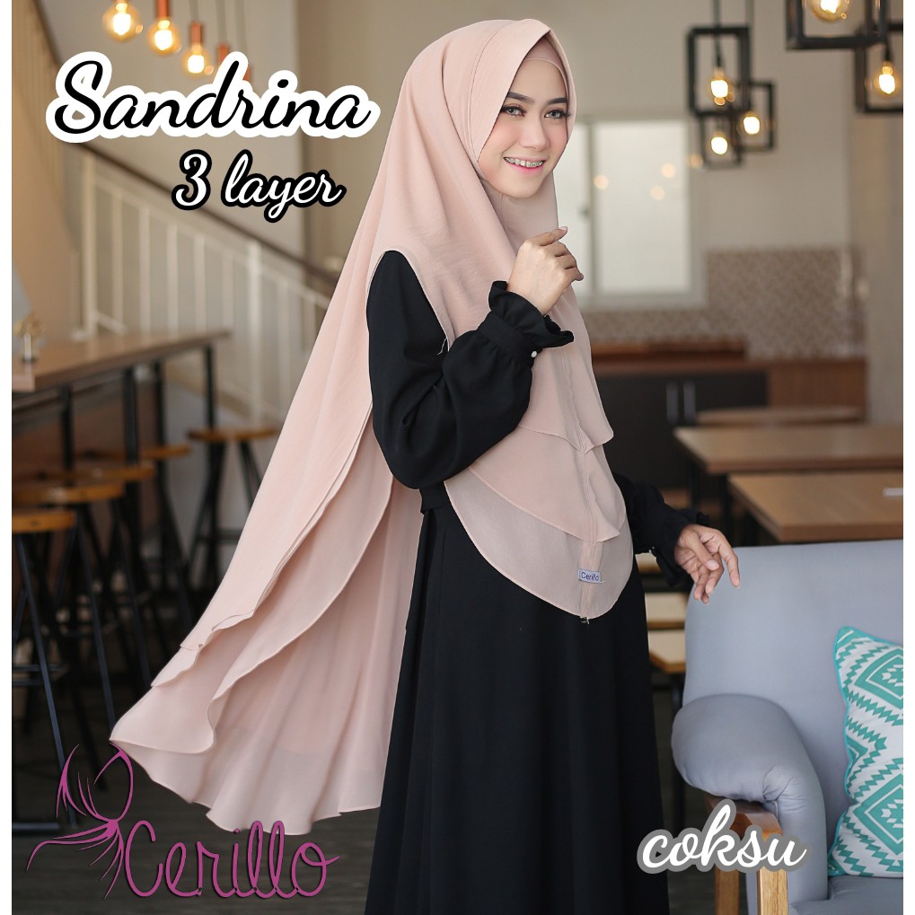 KHIMAR SYARI  SANDRINA 3 LAYER ORIGINAL CERILLO