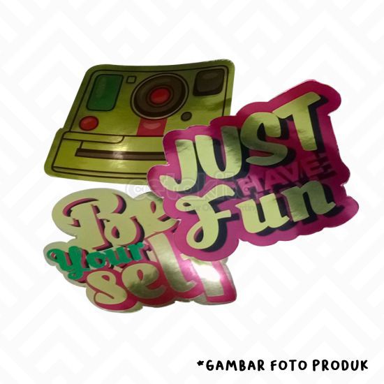 

Stiker/Sticker Hologram Gold/Emas A3 Plus Custom Bentuk Desain