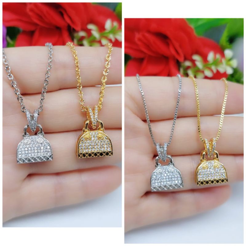 Set Kalung+Liontin Tas Xuping Permata Lapis emas 18k A.B 5511