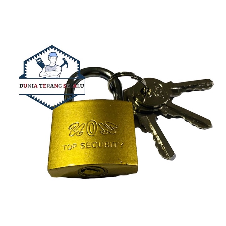 Gembok Besi CAT KUNING VION 32mm kotakan - Gembok Koper Tas Pintu Lemari  - Kunci Gantung Kotak Suara -  Yellow Iron Padlock 32mm