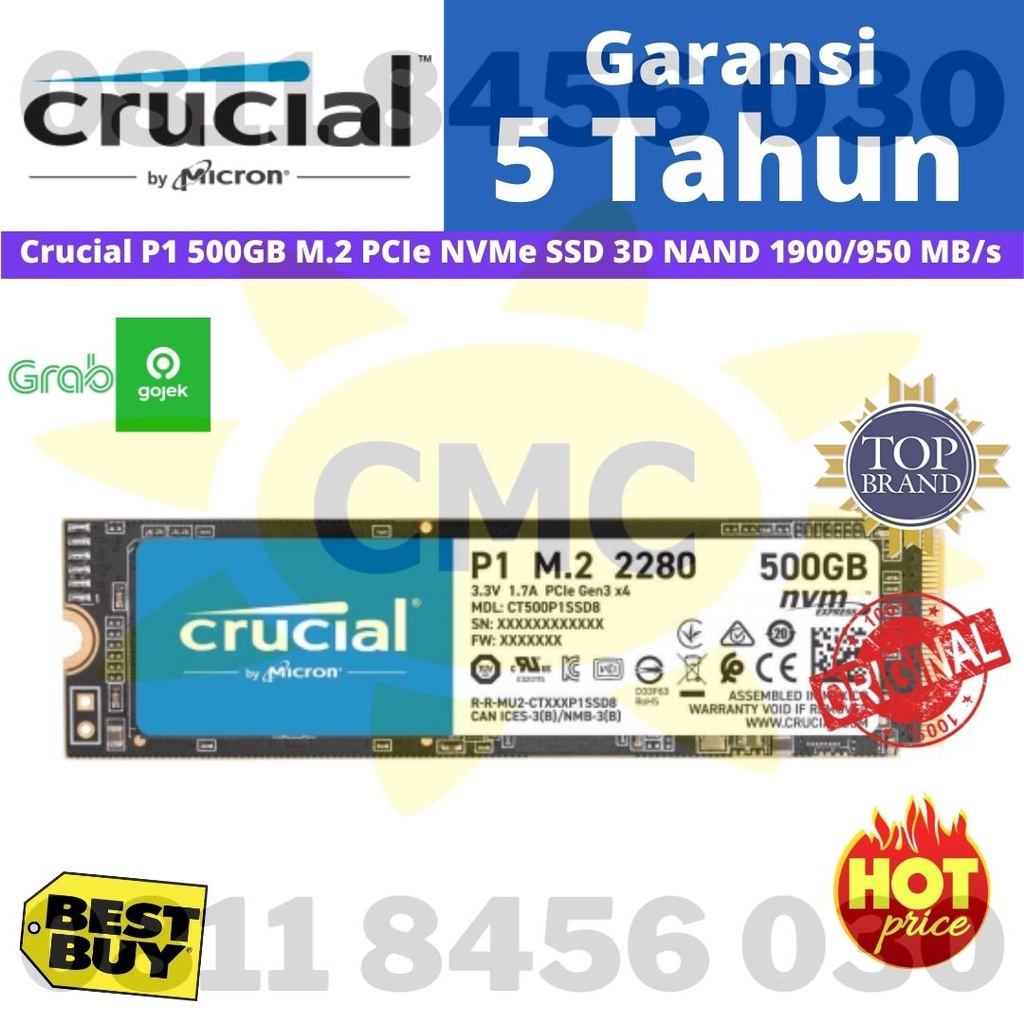 Crucial P1 500GB SSD 3D NAND M.2 2280 NVMe PCIe CT500P1SSD8