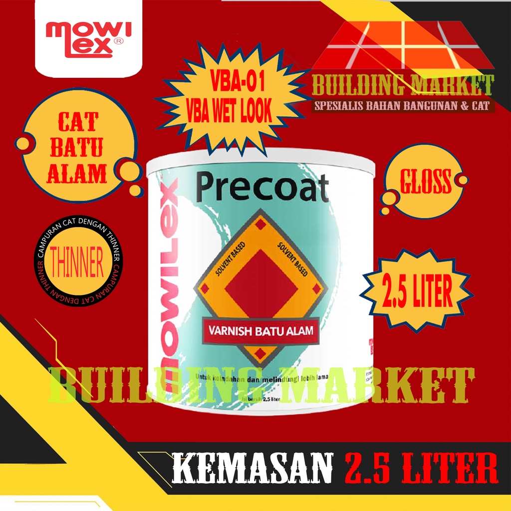 VERNISH BATU ALAM CAT PELAPIS BATU ALAM CAT BATU ALAM MOWILEX VB-01 WET LOOK 2.5 LITER