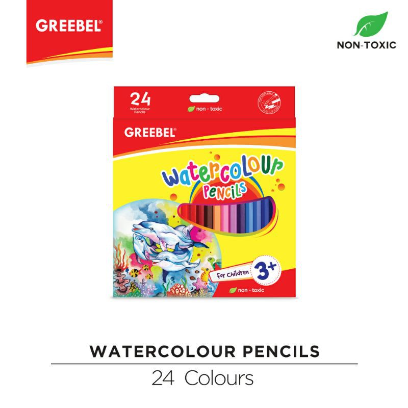 PENSIL WARNA / WARNA CERAH / BAHAN KUAT GREEBEL / GREEBEL 8024 water colour (hex 24 warna)