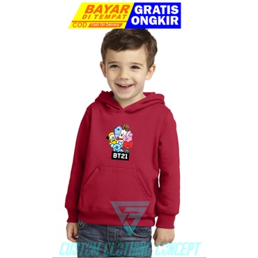 PROMO JAKET HOODIE KIDS MERAH BT21 CHIMMY