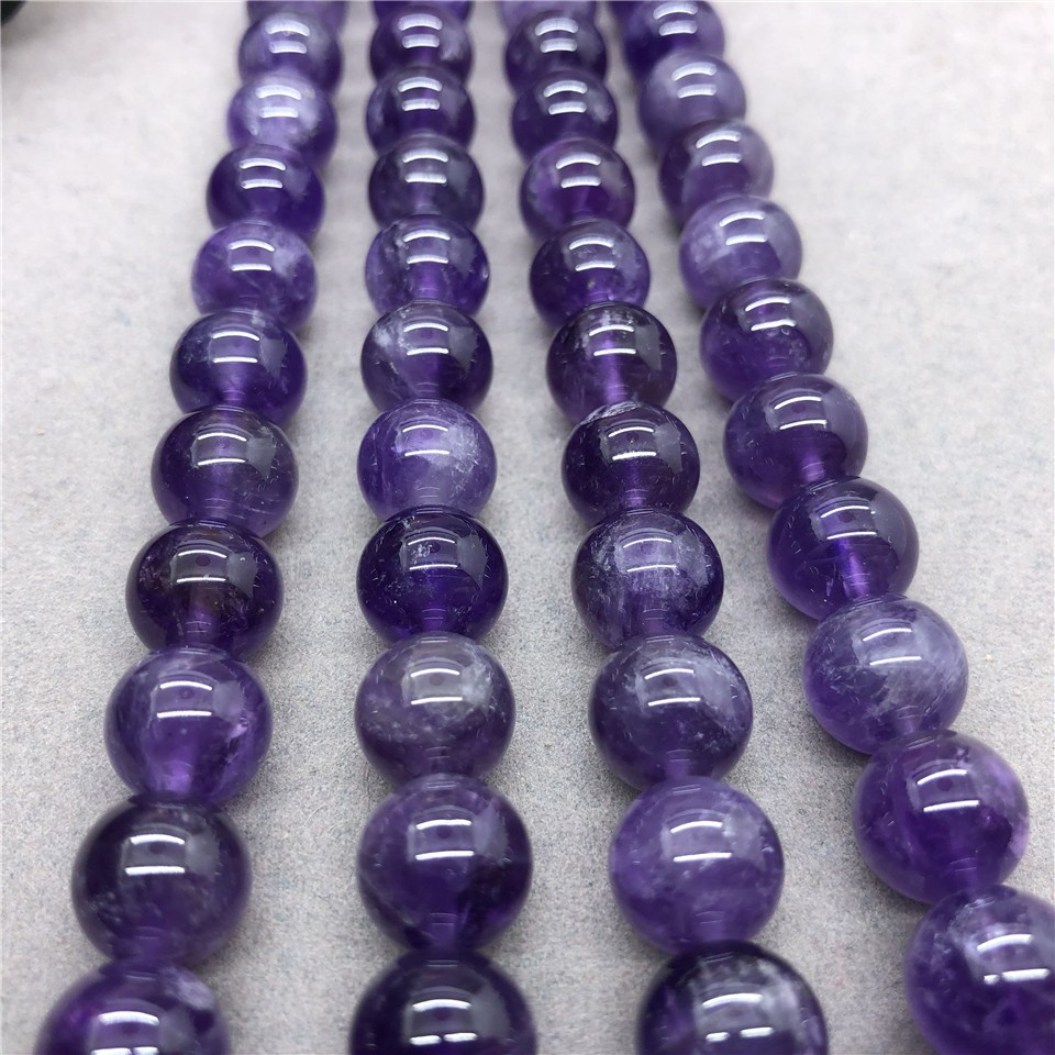 Purple Amethyst Beads Stone Round 4-12mm Gemstone Loose Spacer DIY for Jewelry