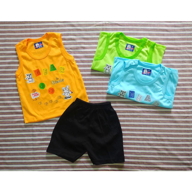 STKT20 Setelan Baju Bayi Singlet Kutung Tanpa Lengan Bordir Umur 4 15 Bulan Setelan Bayi Oblong Sete