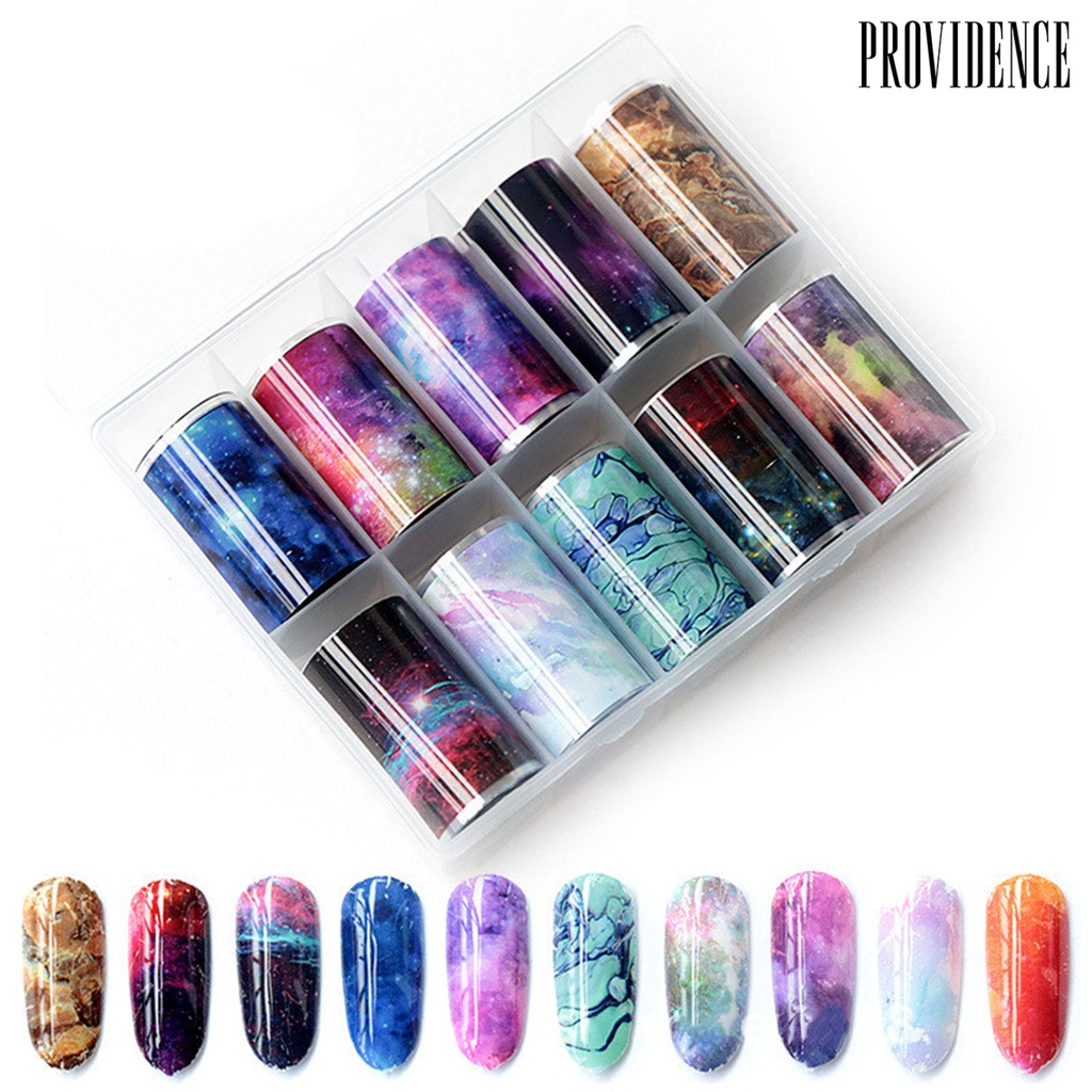 Providence 10 Rolls/Box Nail Stickers Multicolor Print Manicure Accessories PVC Polished Fingernail Decals for Women