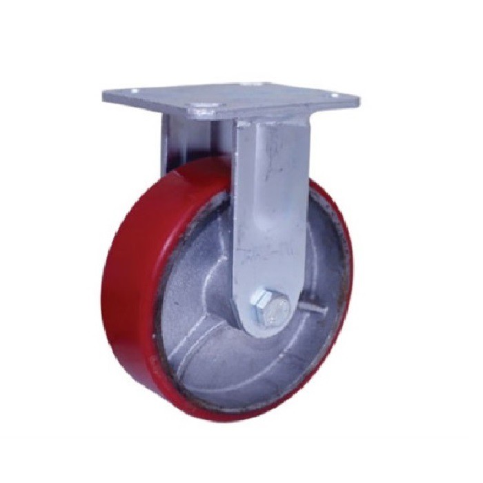 Roda Caster Troli / Trolly PU Merah 8 Inch Heavy Duty Mati ( Maju Mundur ) Ranger Germany