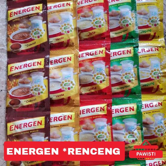 

ENERGEN SEREAL RASA KURMA / JAGUNG / JAHE / KACANG HIJAU / VANILA / COKELAT ISI 10 SACHET