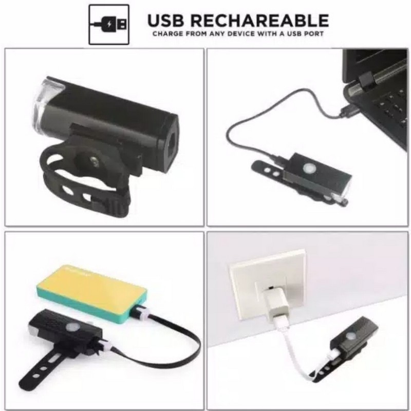 Lampu Depan Sepeda Led USB Rechargeable Bisa Cas Ulang