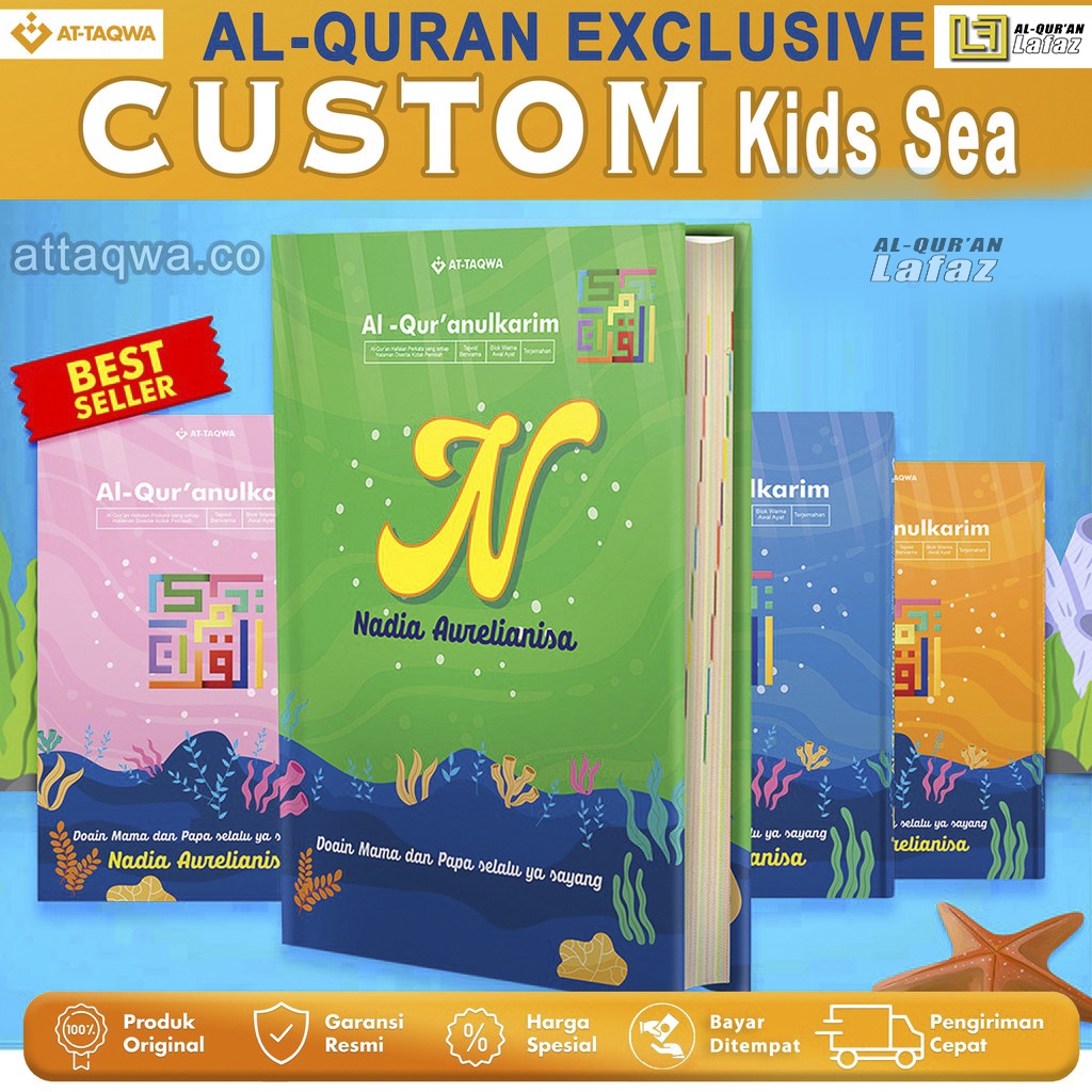 

AL Quran Attaqwa Kid Custom Nama Tema Sea Laut Alquran Hafalan Perkata BONUS buku Dzikir
