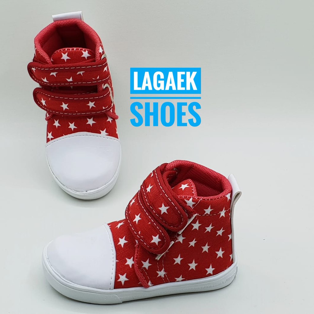 Sepatu Anak Boots Usia 2 Tahunan MERAH Bintang - Sepatu Anak Boots Star Size 25