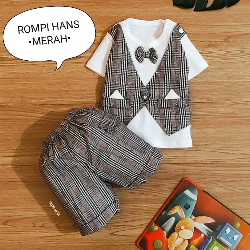 Klik Mds Setelan Baju Anak Bayi Laki-Laki Motif Garis Dasi Kupu-Kupu Allsize / Estimasi Usia 0-6 Bln