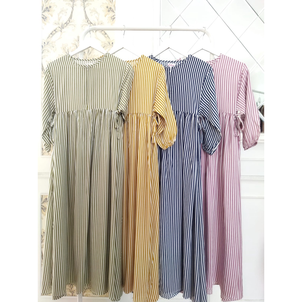 [ARDHANFASHION.ID] AYNA RAYON NEW SERIES -  Casual Daily Dress Gamis Long Tunik Motif Garis Vertikal