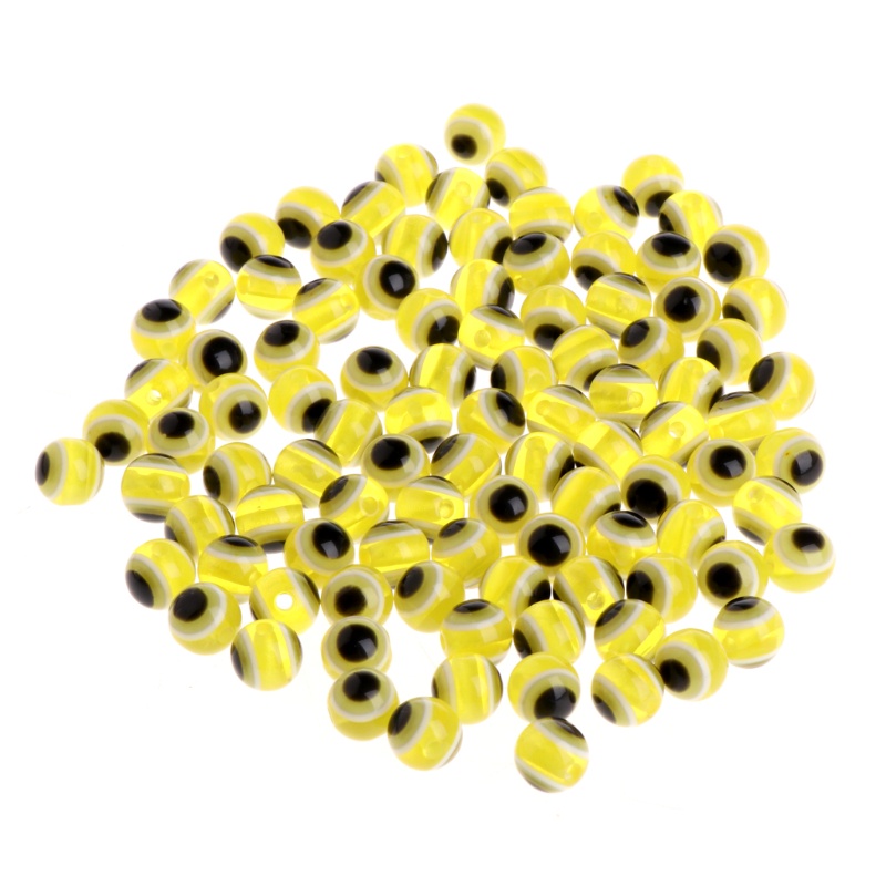 Siy 100pcs Manikmanik Mata Iblis Bulat 8mm Untuk Membuat Perhiasan Gelang Diy