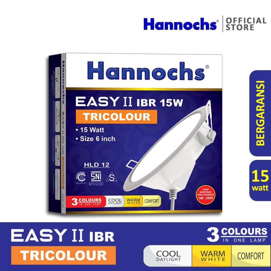 Lampu Downlight LED Hannochs Easy II IBR Tricolour 15W 3 Warna