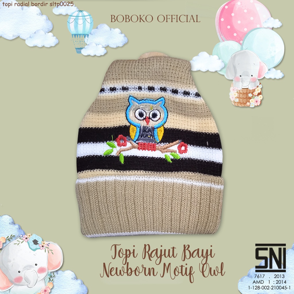 BOBOKO Topi Rajut Bayi Newborn Motif Owl KP12