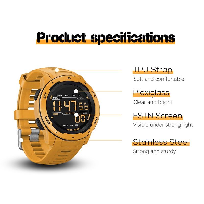 NORTH EDGE MARS Original Sport Watch WATERPROOF 50M Outdoor Smartwatch Jam