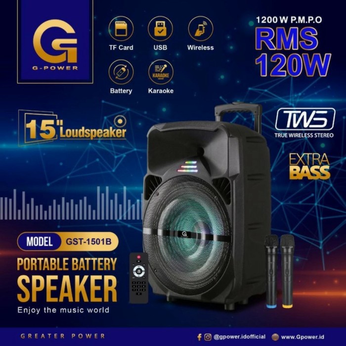 SPEAKER BLUETOOTH G POWER 15 INCHI + 2 INCHI