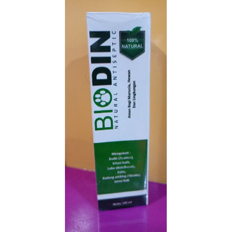 BIODIN spray 100 ml obat luka jamur borok demodex scabies kucing anjing kelinci