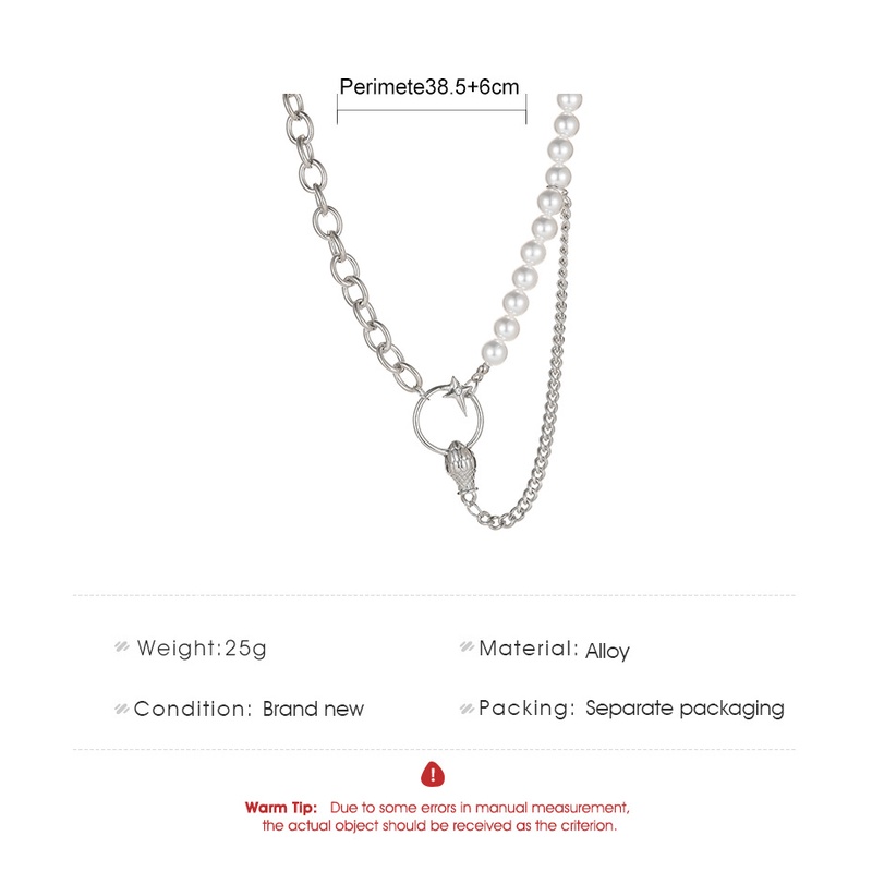 Gaya Korea Asimetris Kalung Mutiara Jahitan Ular Kepala Klavikula Rantai In Angin Dingin Wanita Rantai Kalung Fashion Aksesoris