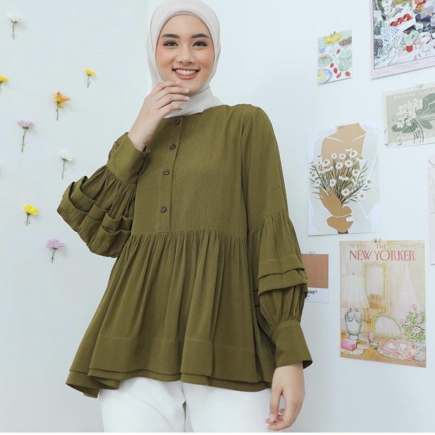 DERBY BLOUSE Baju Fashion Pakaian Blus Atasan Wanita Perempuan Cewek Dewasa Remaja Terbaru2021 Kekin